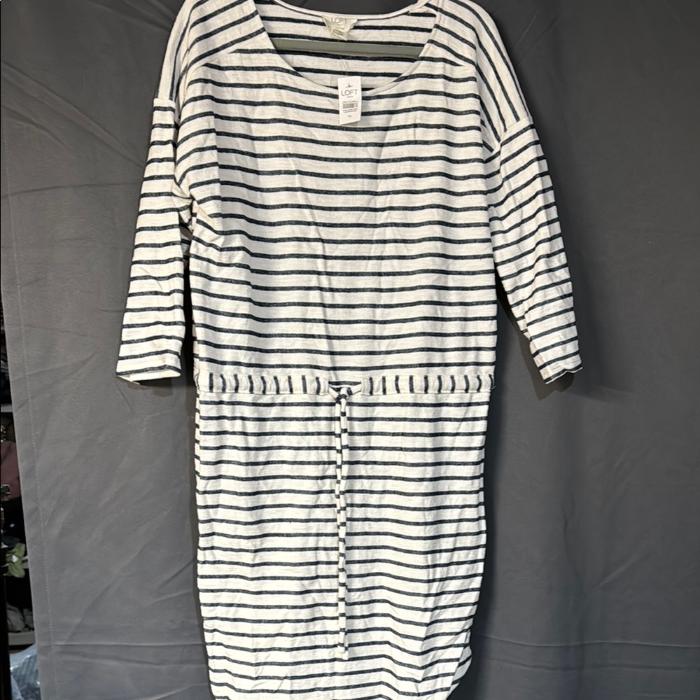 Striped Casual Dress - White and Black